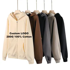 Custom Printing Effen 280G Blanco Drop Shoulover Pullover Borduurwerk Plus Size Heren Hoodies