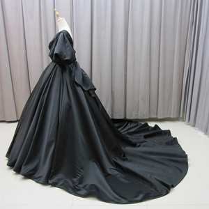 Robes de bal élégantes en satin noir, col en V, nouvelles robes de bal longues pour soirée Mz0043 - Product Image 2