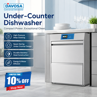 Lave-vaisselle commercial sous comptoir entièrement automatique intelligent avec écran LCD, capacité 16 couverts, idéal pour les espaces restreints en cuisine commerciale