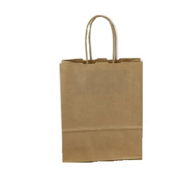 Wholesale Custom Logo Printed Natural Brown Kraft paper bags with twisted handles Paper Carrier Bags Sugar Dry Fruits Food Bag