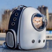 Sac à dos de transport pour animaux de compagnie (chats et chiens) en matériau PC, grande capacité, portable, avec design capsule spatiale et fermeture éclair