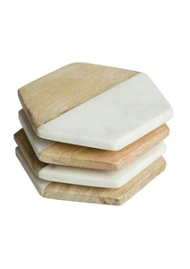 Posavasos de Madera y Resina de Calidad Genuina, Diseño Hexagonal Reutilizable Hecho a Mano para Decoración de Mesa, ART ZONE INTERNATIONAL - Product Image 2