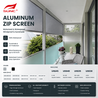 Store zippé motorisé en aluminium imperméable, résistant au vent, protection UV, résistance au vent 50 km/h, faible entretien