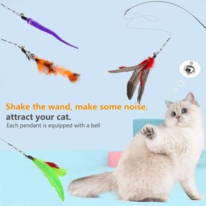 Giocattoli Ecologici Divertenti con Piume per Animali Domestici, Bacchetta Teaser per Gatti, Giocattolo Interattivo per Gatti - Product Image 5