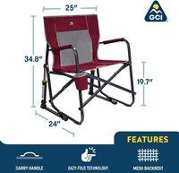 Fauteuil de camping basculant pour l'extérieur |   Chaise à bascule pliante portable, accoudoirs solides et durables, porte-gobelet confortable