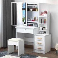 Nouvelle table de toilette moderne minimaliste - Table de maquillage multifonctionnelle pour la maison et la chambre à coucher avec miroir coulissant éclairé et réglable