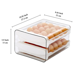 Double Layers Rectangle Injection Clear Fridge <b>Container</b> Box Egg Tray Holder Plastic Dispenser <b>Stackable</b> Egg <b>Storage</b> Rack - Product Image 2