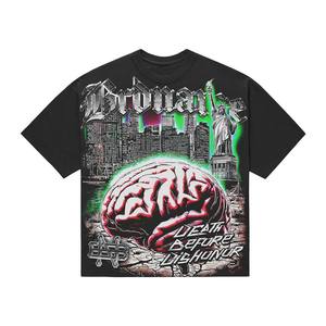 Maglietta da uomo Vintage lavata oversize ampia in cotone pesante con stampa grafica a fascia retrò - Product Image 4