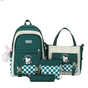 Hot Selling Cartoon Rabbit 4 Pcs Set Large Capacity College Backpack Book For Student School Bags
