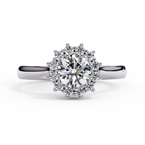 Bague de fiançailles pour femme en or massif 18 carats avec diamant de laboratoire taille brillant et pierres latérales taille brillant, certifiée IGI, plaquée rhodium - Product Image 5