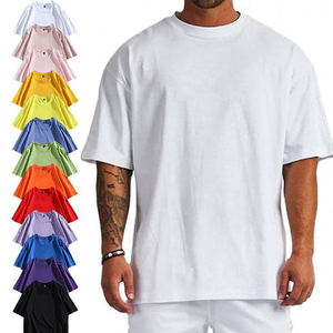 Camisetas personalizadas 210GSM 250GSM 300gsm 100 algodón camiseta de gran tamaño bordado estampado personalizable calidad <span class=keywords><strong>tela</strong></span> camiseta para hombres - Product Image 2