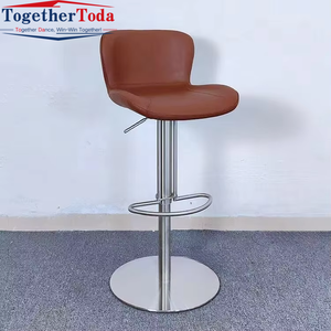 Chaise de bar moderne en aluminium de style nordique avec velours doré et cuir, stable et durable pour salle à manger, bar, cuisine, salon - Product Image 5