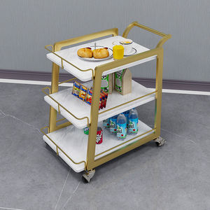 Carrito de Comida Metálico para Bebidas y Postres/Pasteles, de 4 Ruedas, Móvil, Duradero, Minimalista y Moderno para Restaurante, Hotel, Banco y Concesionario - Product Image 2