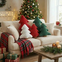 Coussin en peluche en forme de sapin de Noël, oreiller décoratif de Noël, coussin de canapé, ornement de Noël