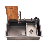 Évier de cuisine rectangulaire moderne multifonctionnel en acier inoxydable brossé, à montage supérieur, monotrou, durable, de qualité supérieure