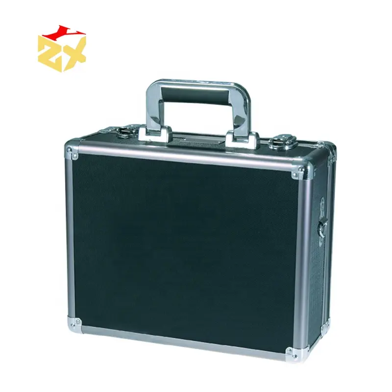 Custom Metal Aluminium Tool Carrying Cases with Wheel, Silk-screen Printing Logo Flight Aluminum Rolling Tool Box Case Black