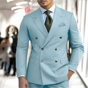 Trajes Casuales para Hombre Color Verde Caza, Trajes de Negocios de Corte Regular, Esmoquin para Boda, Baile de Graduación, Cuello de Solapa, Doble Botonadura, 2 Piezas - Product Image 1