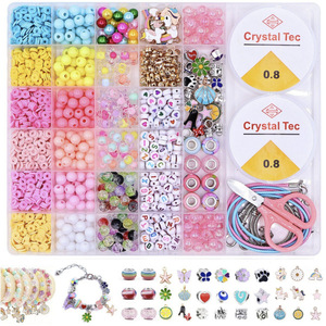 Kit de joyería con cuentas Crystal Tec de 0.8 mm, set para hacer pulseras DIY, juguetes artesanales para niños - Product Image 1