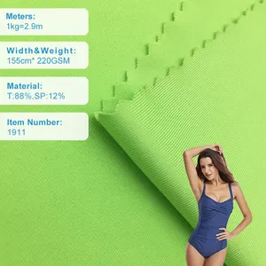 Venta al por mayor urdimbre de punto spandex satén lycra tela doble cara de alta elasticidad poliéster impermeable traje de baño tela