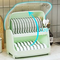 Organisateur de comptoir de cuisine en plastique à 2 niveaux égouttoir à vaisselle et porte-ustensiles organisateur d'armoire assiettes bols gain de place couvercle de couvercle