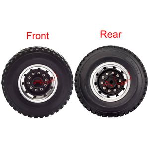Pneus en caoutchouc RC <span class=keywords><strong>1</strong></span>/<span class=keywords><strong>14</strong></span> pour camion, roues arrière avec 10 rayons, jantes en aluminium pour tracteur <span class=keywords><strong>Tamiya</strong></span> SEMI-<span class=keywords><strong>remorque</strong></span> - Product Image 2