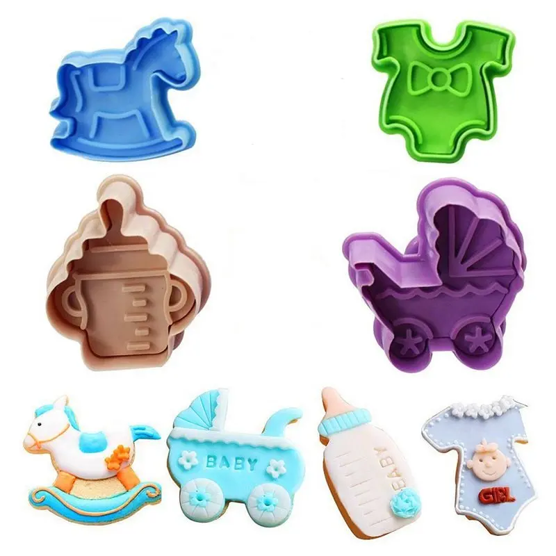 Baby Theme Cookie Cutter Set di biberon vestiti per bambini passeggini Trojans biscotto pasticceria stampo fondente decorazione di torte