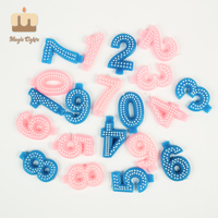 Bougies à paillettes d'anniversaire, bleu et rose, motif de gâteau, mariage, fête de vacances, gâteau dégradé de couleur, bougies à fil fin