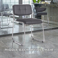 Chaise de bureau moderne à dossier moyen, chaise de visiteur exécutive, siège de réunion sans accoudoirs avec structure en fer pour immeuble de bureaux