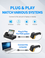 Lector de código de barras láser CMOS de mano portátil 2025 con interfaz USB 2D con cable Stock CCD escáner función de luz
