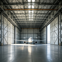 Hangar de stockage d'avions légers privé, conception à portée libre, en métal, résistant au vent et à la pluie