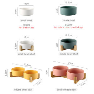 Potes de bicho de estimação portáteis de luxo, eco friendly, elevado, comida, viagem, cerâmica, <span class=keywords><strong>pet</strong></span> com suporte de madeira - Product Image 3