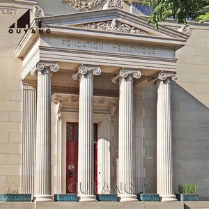 QUYANG al aire libre Bulling decoración lujo piedra Natural tallado porche pilares redondos mármol columna romana para la venta - Product Image 1