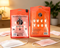 Sac de protection réutilisable en plastique transparent brillant avec fermeture éclair pour le stockage de masques faciaux et l'emballage de masques en feuille
