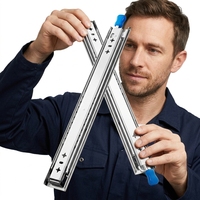 Glissière de tiroir à extension complète robuste de 53 mm avec verrou de sécurité, capacité de charge réglable de 100 à 200 kg, conception industrielle, installation facile