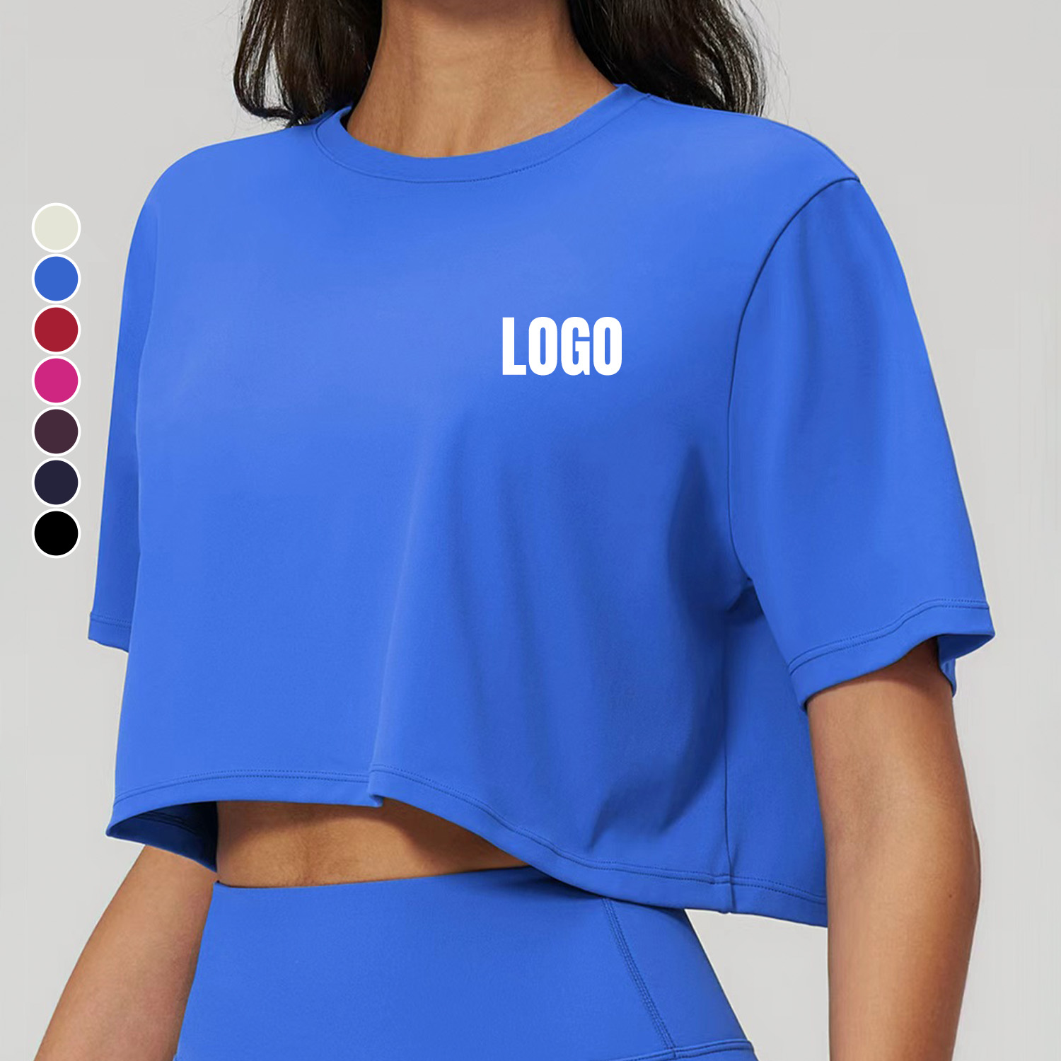 Custom Logo Women's Loose-Fit Gym Sports Shirt Short Sleeve Crop Top Comfortable Gym Tee Sweat-Wicking Breathable Yoga T-Shirts