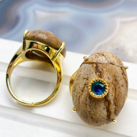 Nouvelle bague élégante et tendance en or 18 carats plaqué or, pierre précieuse œil de tigre, ovale, cadeau de mariage pour elle