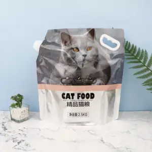 Dimensioni di stampa personalizzata in plastica con fondo piatto in alluminio foglio di cibo per cani gatto con chiusura a Zip sacchetti per alimenti per animali domestici