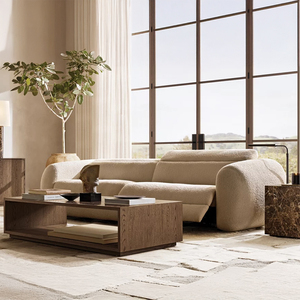 RH MONCEAU MOTION Luxury Plush Beige Modern <strong>Sofa</strong> 2-Piece Modular Sectional Power Recliner Adjustable Electric <strong>Sofa</strong> <strong>Bed</strong> - Product Image 1