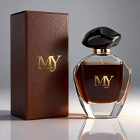 Flacon de parfum en verre de luxe de 90 ml, à facettes plates, en forme de gemme, avec bouchon noir brillant et vaporisateur à fine brume, emballage exquis