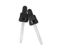 Bouchon compte-gouttes en plastique 18/410 anti-effraction, strié, mat, avec pipette en verre et bouchon à vis pour huiles essentielles