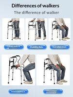 Déambulateur pour personnes âgées, aide à la marche réadaptatrice, pliable, réglable en hauteur, tout-en-un