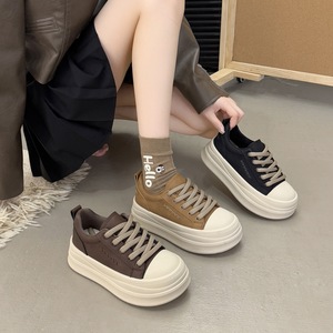 Zapatos de Mujer de Cuero Genuino con Suela Gruesa, Transpirables, con Plataforma, Color Blanco, Otoño-Invierno 2026, Combinables con Todo, Zapatos Artificiales - Product Image 3