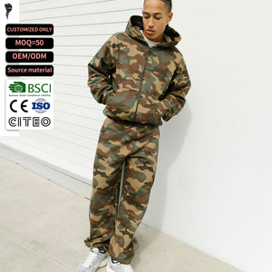 Conjunto Deportivo con Capucha de Camuflaje para Hombre, Estilo Informal, de Felpa, Talla Grande - Product Image 1