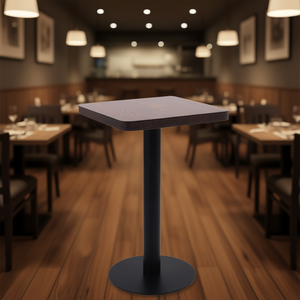 Table de bistrot carrée brun foncé 19,7 x 19,7 pouces en MDF, mobilier de restaurant, design moderne, style contemporain, usage commercial - Product Image 2