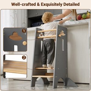 Children Toddler Learning Tower Wooden <b>Step</b> <b>Stool</b> Kid's Kitchen Helper Chair for Kitchen - Product Image 3