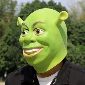 Masque en latex Shrek, taille unique, accessoires de fête costumée à thème géométrique de dessin animé - Product Image 3