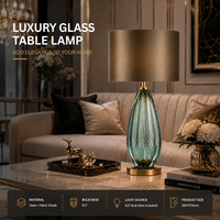 Lampe de table sans fil moderne de luxe en verre, abat-jour en tissu en forme de champignon, E27, lampe de chevet, lampe de nuit, décoration pour chambre à coucher, salon, hôtel