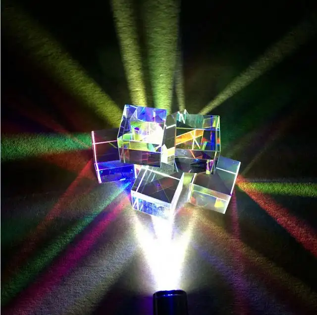 공장 광학 유리 다채로운 프리즘 무지개 색 x 큐브 프리즘