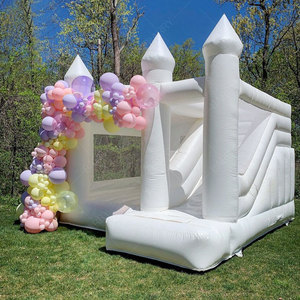 Videur gonflable en PVC blanc extérieur commercial Combo enfants adultes Moonwalk château sautant plein d'entrain avec toboggan pour les fêtes - Product Image 1