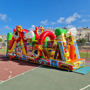 Castillo inflable gigante con obstáculos y zona de saltos para niños, opblaasbare stormbaan - Product Image 1